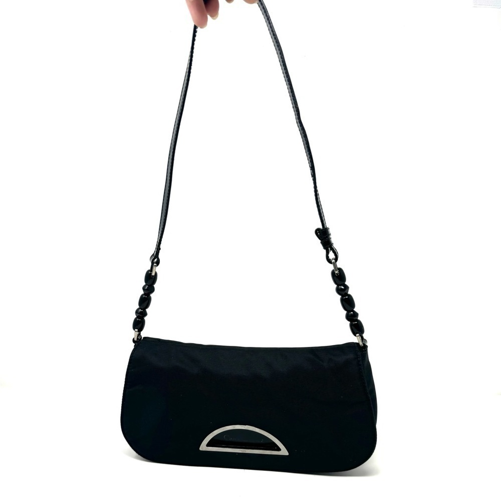 Christian Dior Vintage Black Malice Nylon Bag – Resin Beaded Strap, Galliano Era